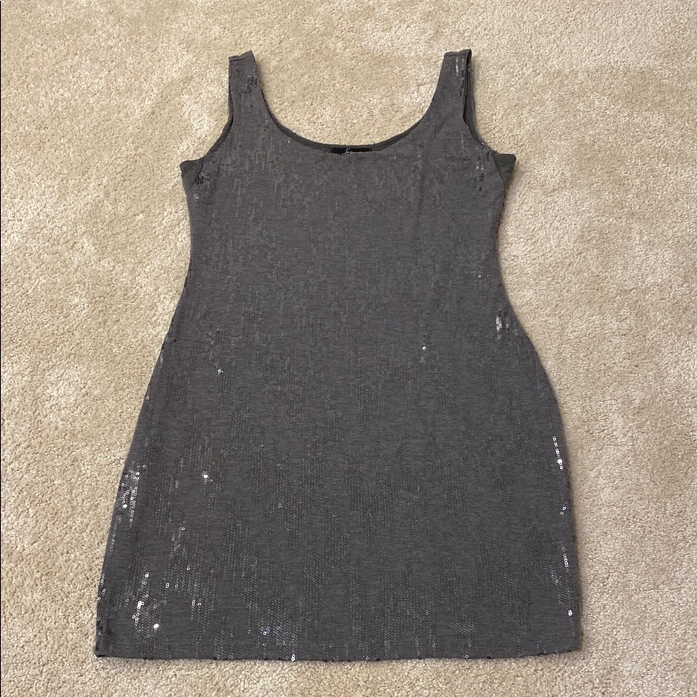 Gray Sequin Sleeveless Dress